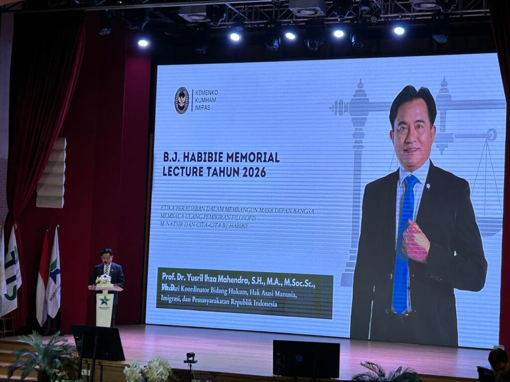 Menteri Koordinator Bidang Hukum, Hak Asasi Manusia, Imigrasi, dan Pemasyarakatan Republik Indonesia, Prof. Dr. Yusril Ihza Mahendra, mengatakan Indonesia membutuhkan perpaduan antara kekuatan etika, ilmu pengetahuan, dan teknologi untuk membangun masa depan bangsa.